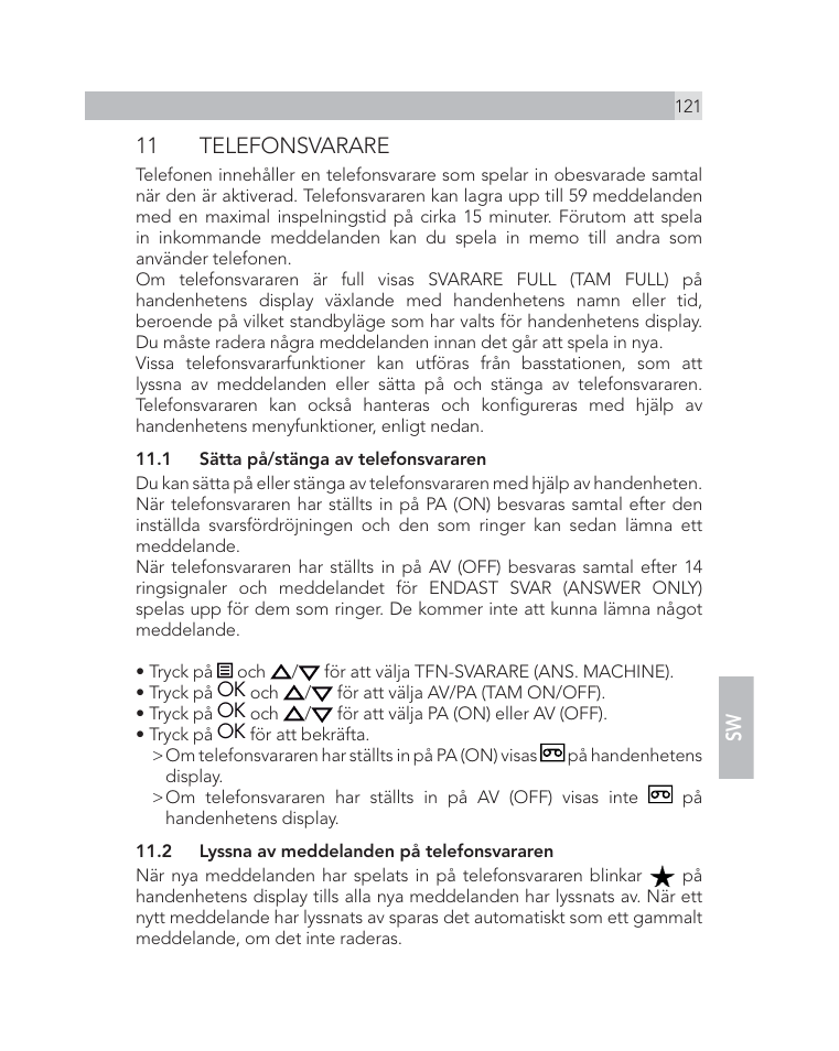 11 telefonsvarare | AEG Voxtel D505 User Manual | Page 121 / 150
