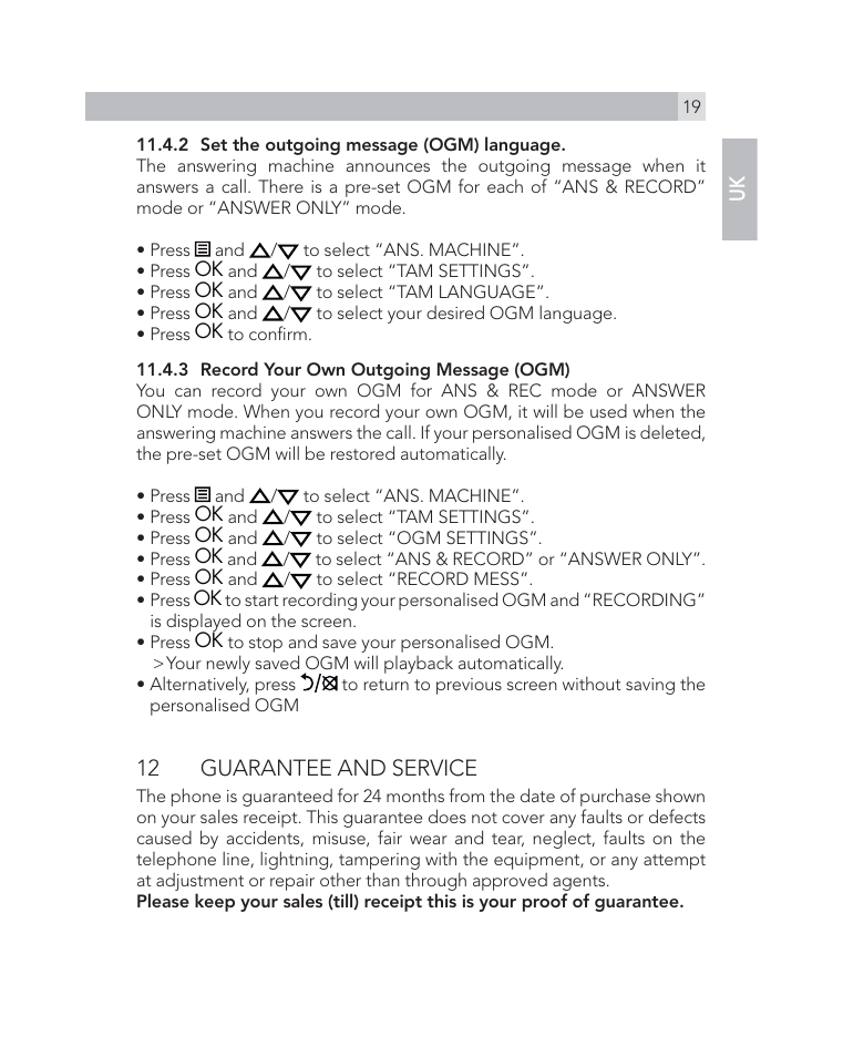 12 guarantee and service | AEG Voxtel D505 User Manual | Page 19 / 150