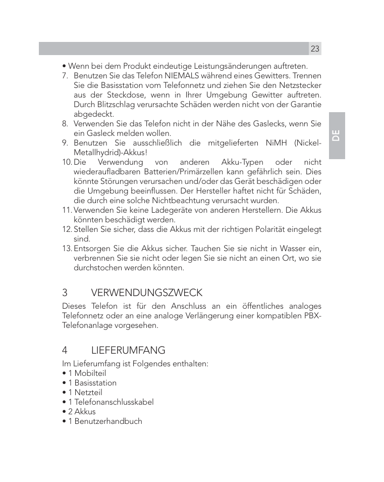 3 verwendungszweck, 4 lieferumfang | AEG Voxtel D505 User Manual | Page 23 / 150