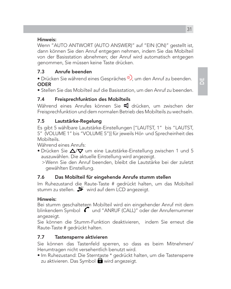 En de | AEG Voxtel D505 User Manual | Page 31 / 150