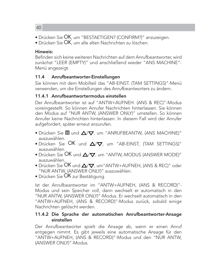 AEG Voxtel D505 User Manual | Page 40 / 150