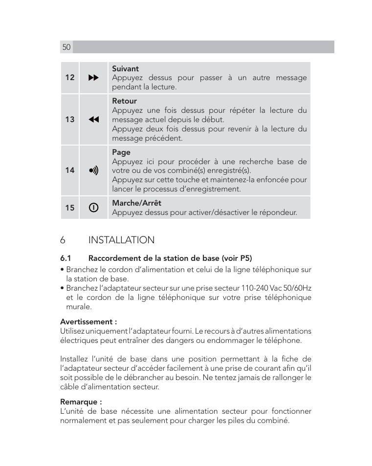 6 installation | AEG Voxtel D505 User Manual | Page 50 / 150