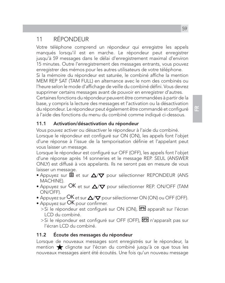 11 répondeur | AEG Voxtel D505 User Manual | Page 59 / 150