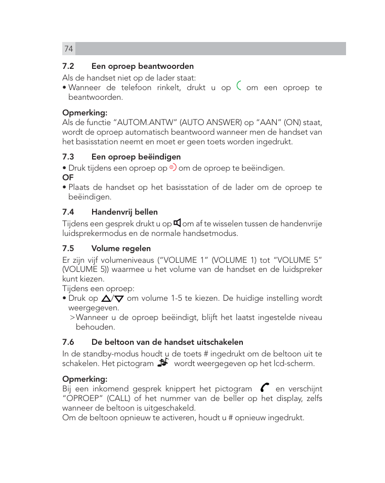 AEG Voxtel D505 User Manual | Page 74 / 150