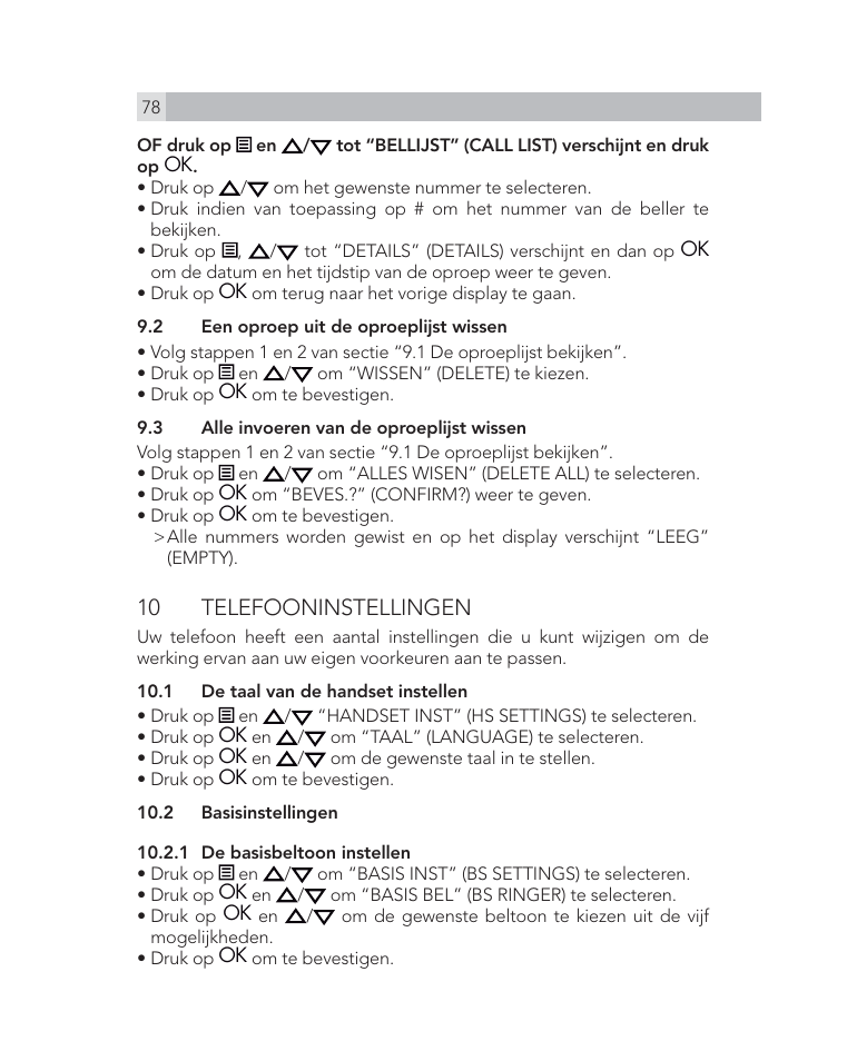 10 telefooninstellingen | AEG Voxtel D505 User Manual | Page 78 / 150