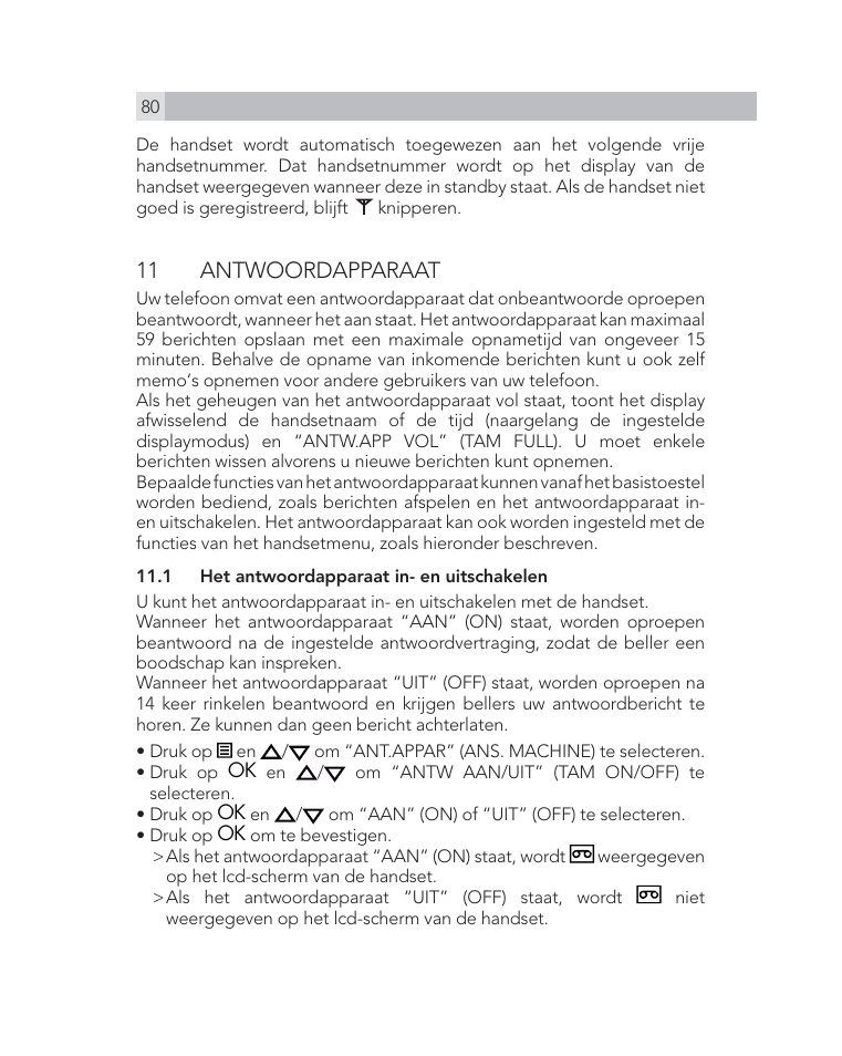 11 antwoordapparaat | AEG Voxtel D505 User Manual | Page 80 / 150