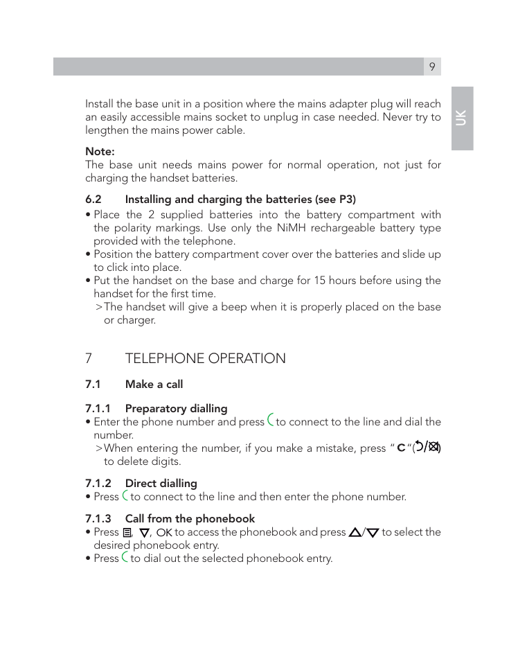 7 telephone operation | AEG Voxtel D505 User Manual | Page 9 / 150