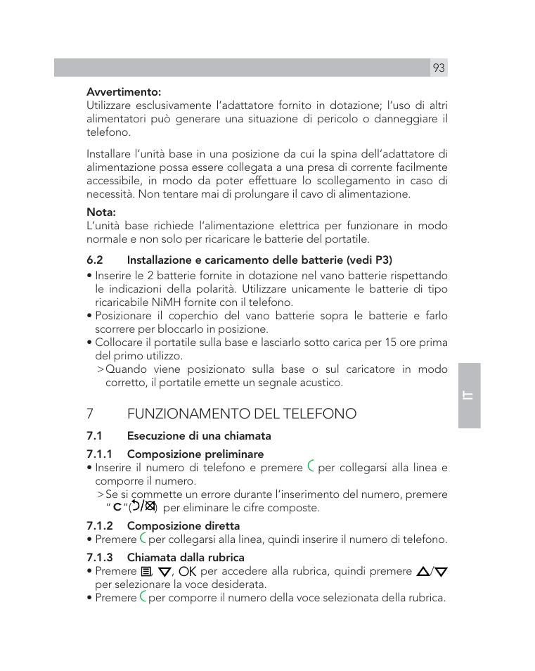 7funzionamento del telefono | AEG Voxtel D505 User Manual | Page 93 / 150