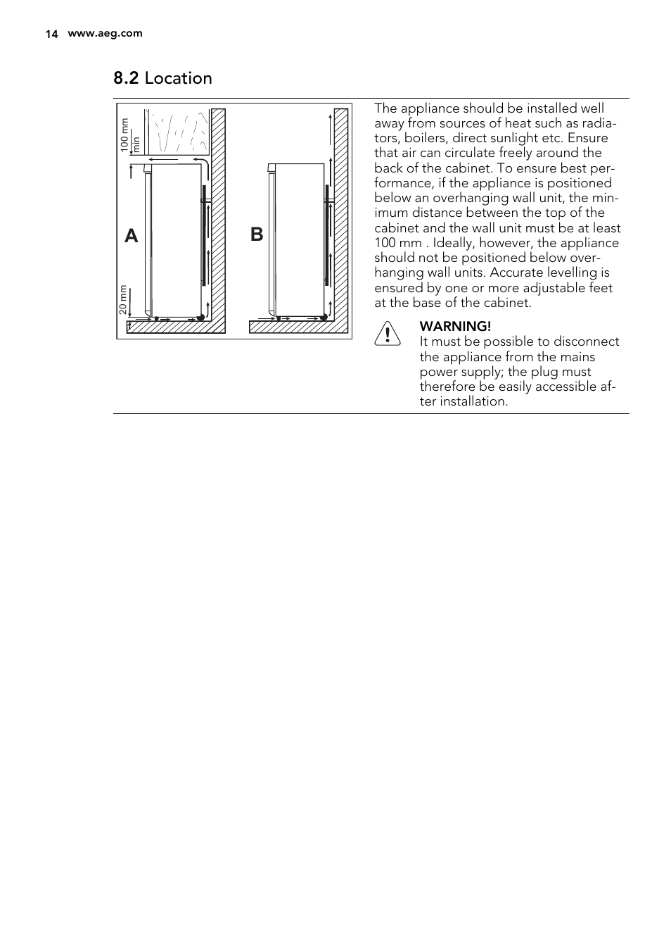 2 location | AEG A71101TSX0 User Manual | Page 14 / 24