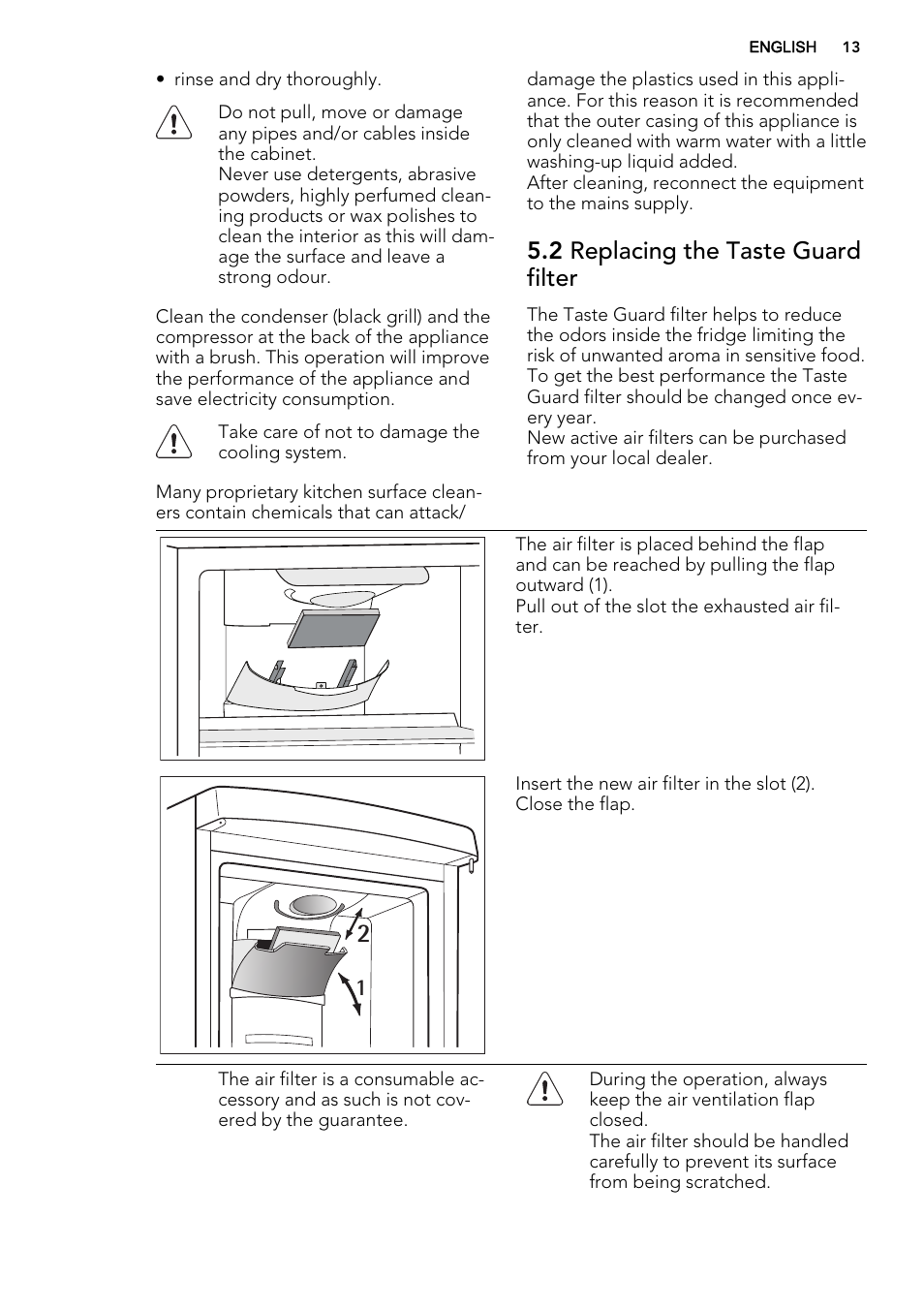 2 replacing the taste guard filter | AEG S53600CSW0 User Manual | Page 13 / 24