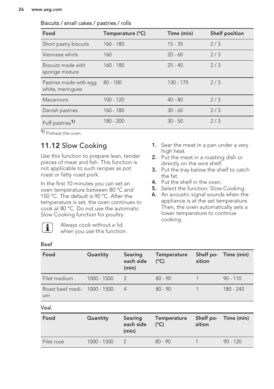 12 slow cooking | AEG MCD3881E-M User Manual | Page 26 / 40