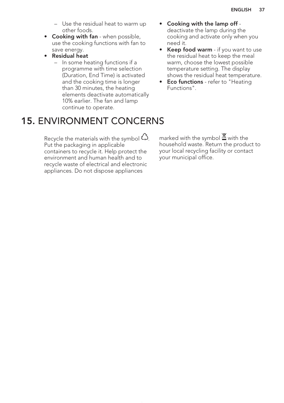 Environment concerns | AEG MCD3881E-M User Manual | Page 37 / 40