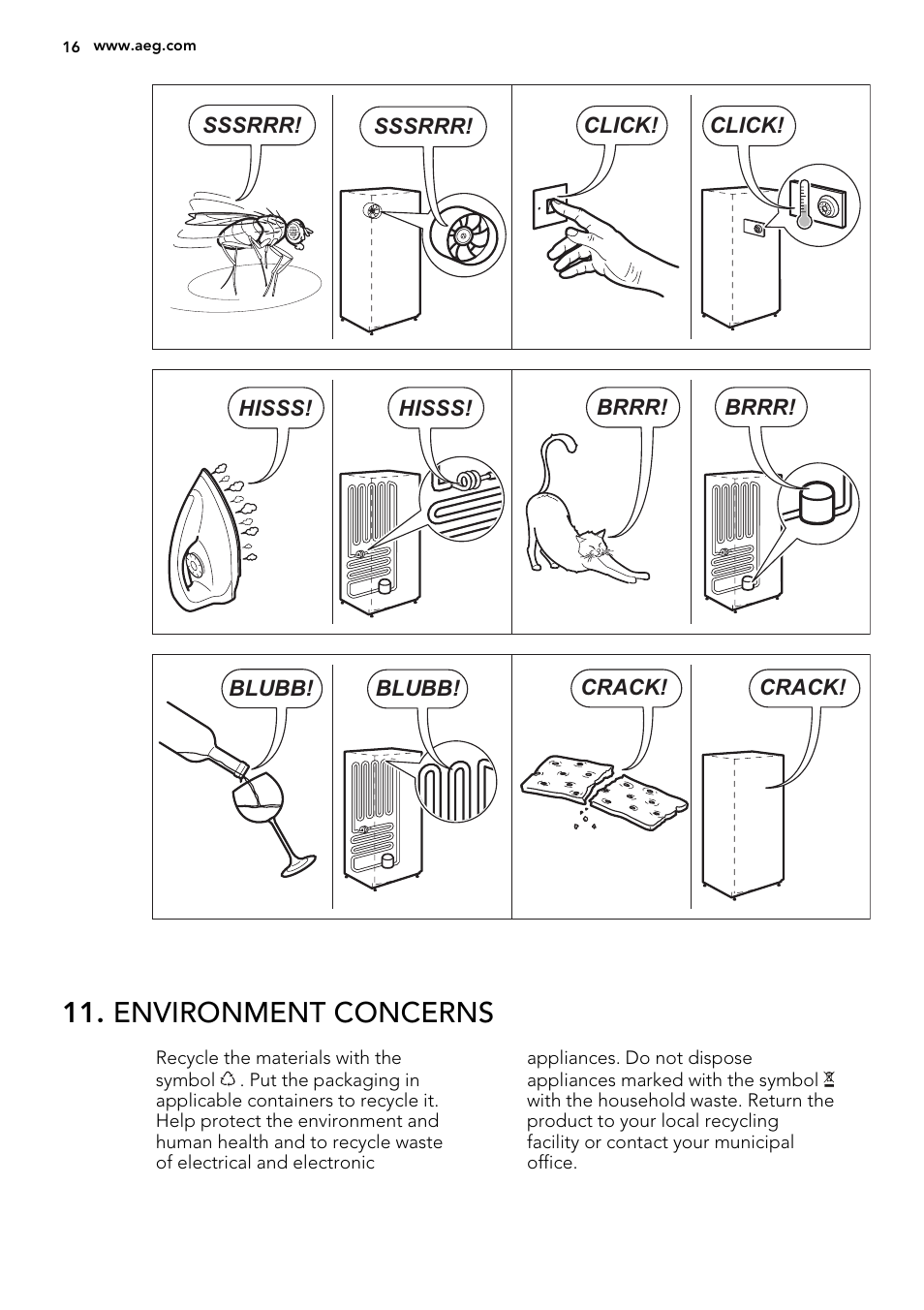 Environment concerns | AEG A72710GNW0 User Manual | Page 16 / 20