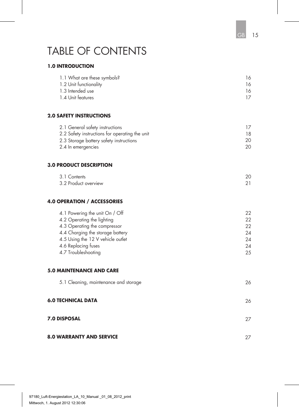 AEG AIR AND POWER STATION LA 10 User Manual | Page 15 / 80