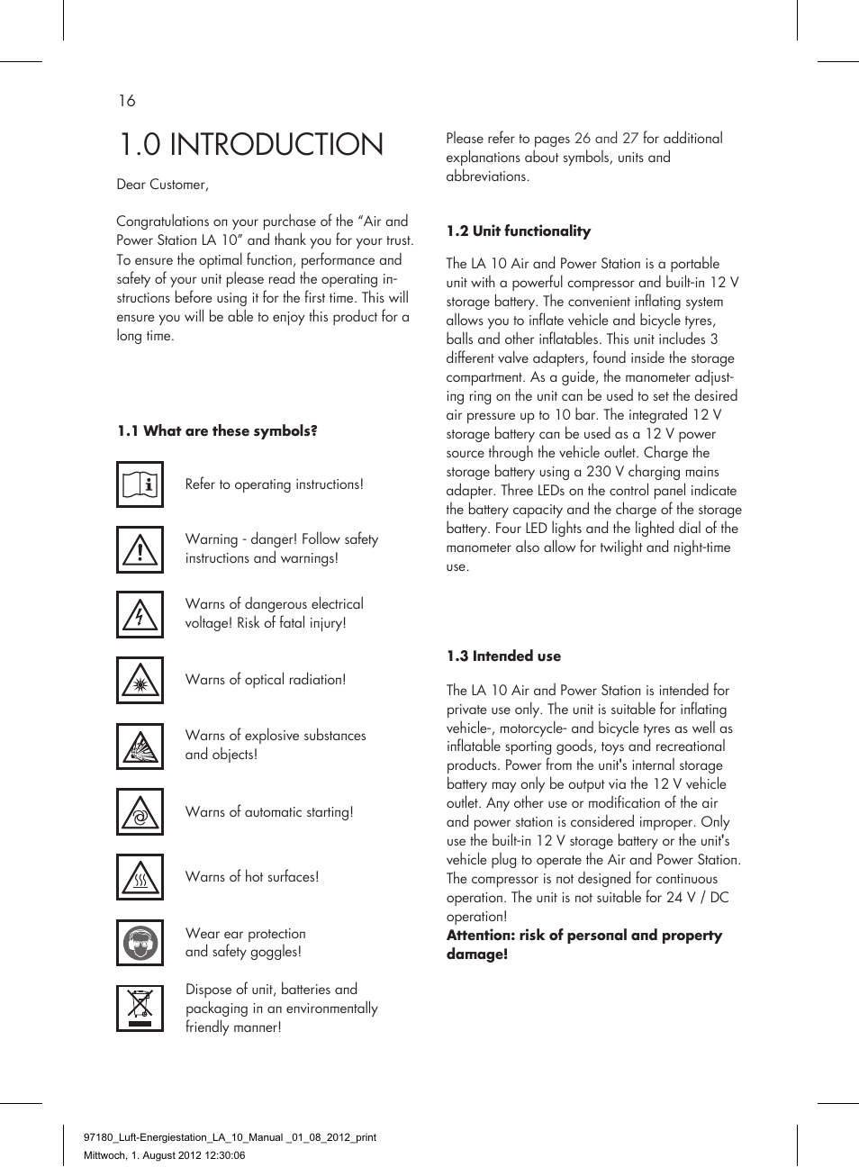 0 introduction | AEG AIR AND POWER STATION LA 10 User Manual | Page 16 / 80