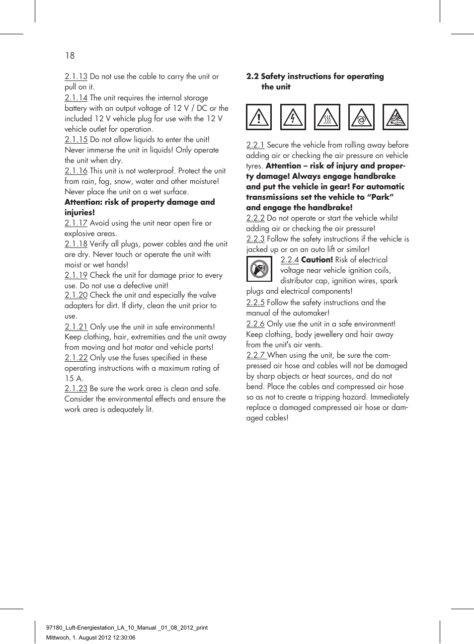 AEG AIR AND POWER STATION LA 10 User Manual | Page 18 / 80