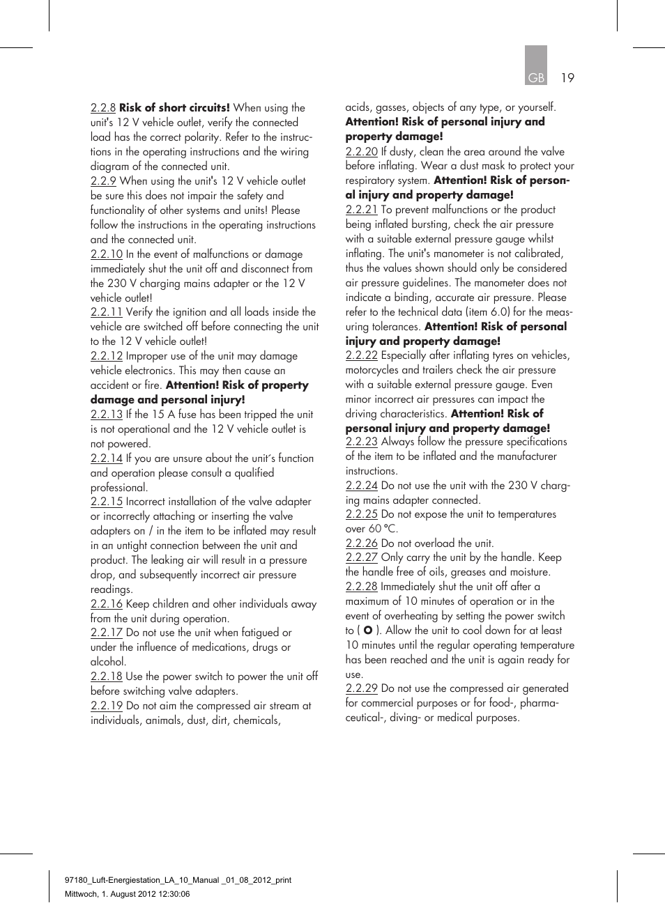 AEG AIR AND POWER STATION LA 10 User Manual | Page 19 / 80
