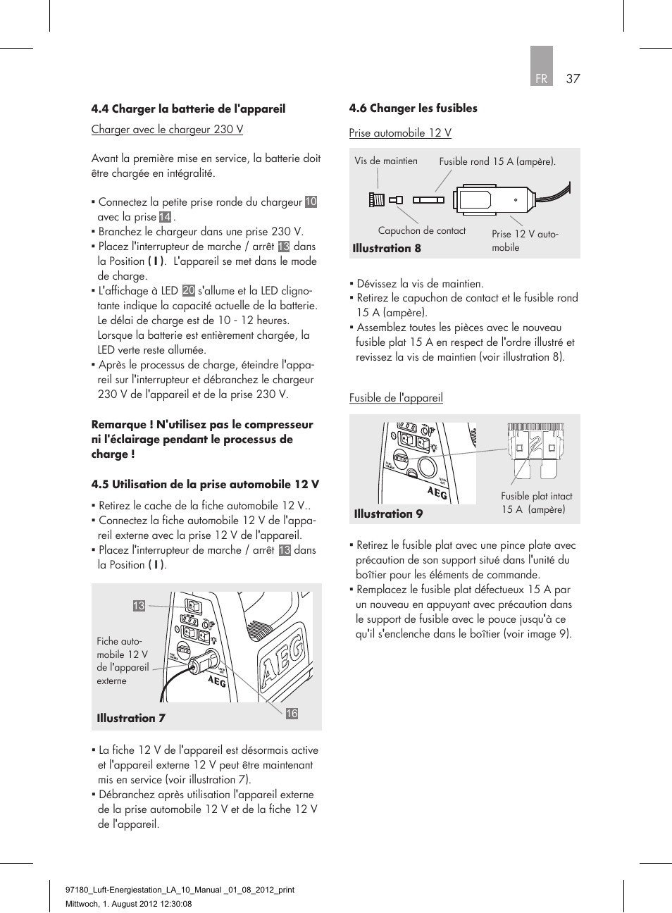 AEG AIR AND POWER STATION LA 10 User Manual | Page 37 / 80
