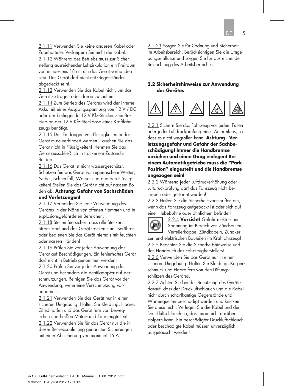AEG AIR AND POWER STATION LA 10 User Manual | Page 5 / 80