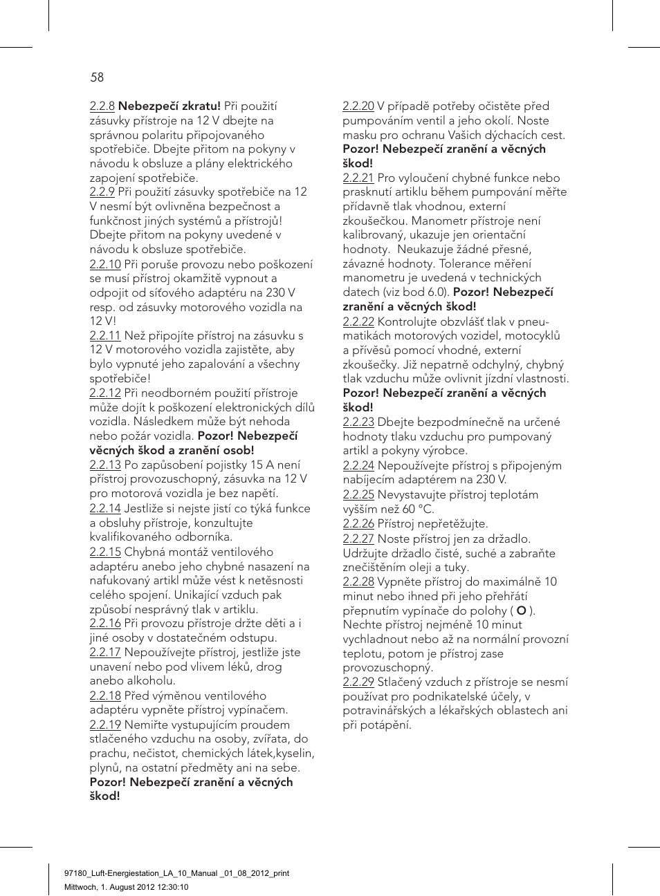 AEG AIR AND POWER STATION LA 10 User Manual | Page 58 / 80