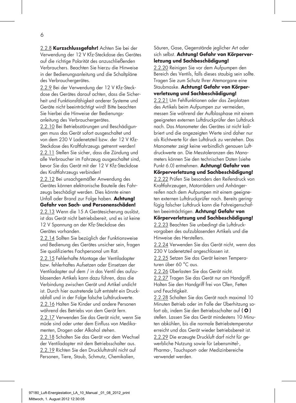 AEG AIR AND POWER STATION LA 10 User Manual | Page 6 / 80