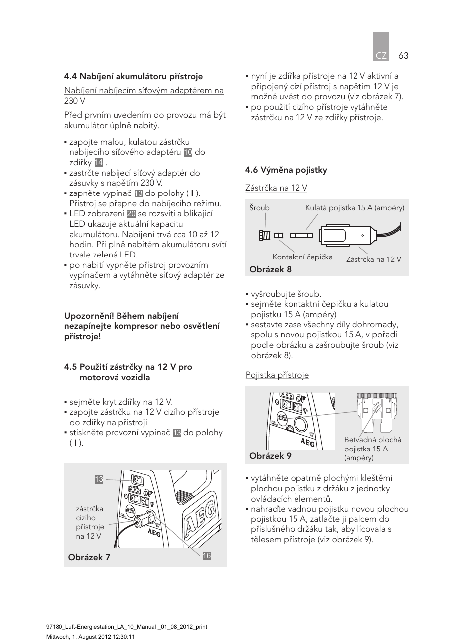 AEG AIR AND POWER STATION LA 10 User Manual | Page 63 / 80