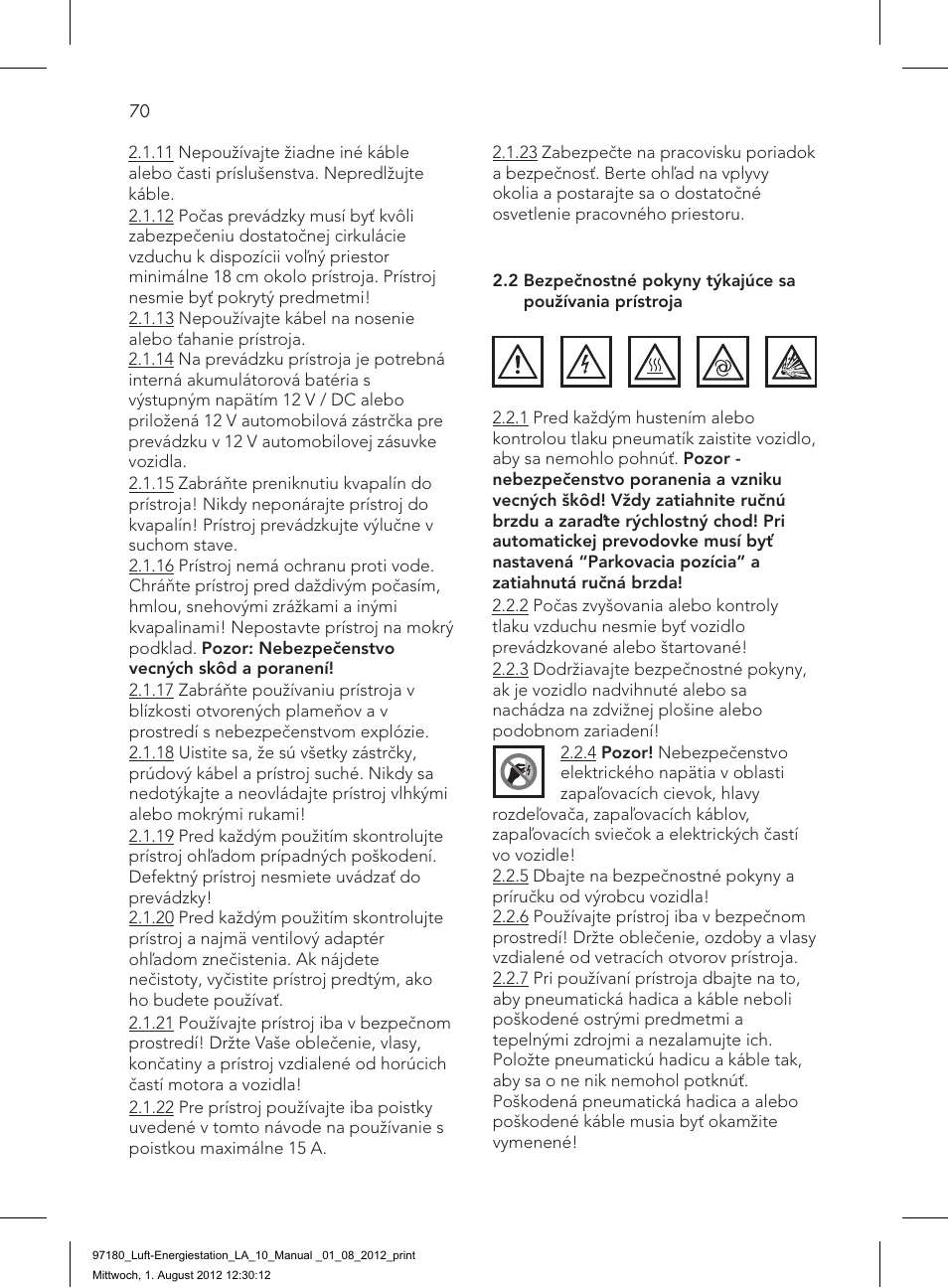AEG AIR AND POWER STATION LA 10 User Manual | Page 70 / 80