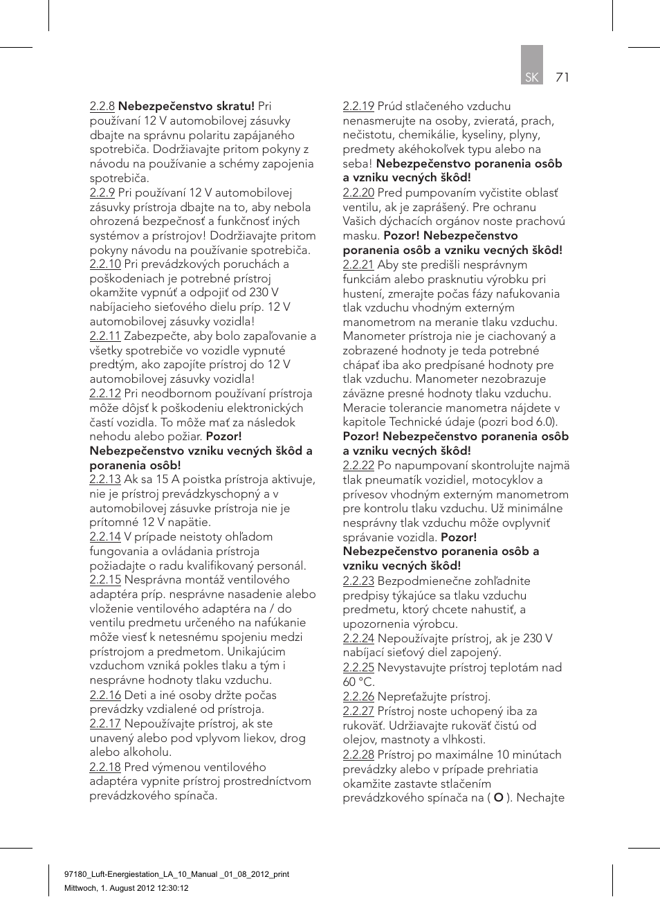 AEG AIR AND POWER STATION LA 10 User Manual | Page 71 / 80