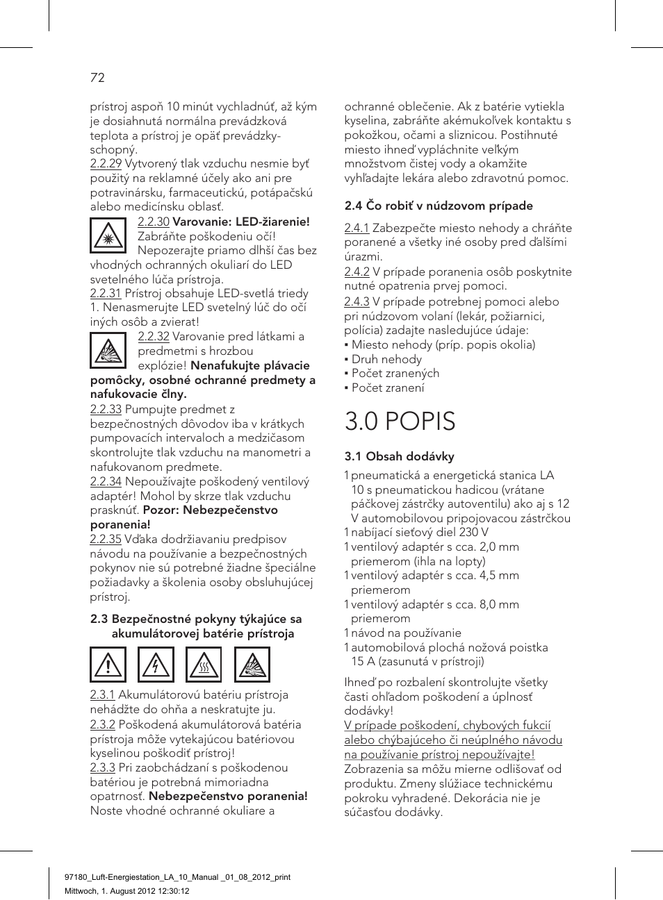 0 popis | AEG AIR AND POWER STATION LA 10 User Manual | Page 72 / 80