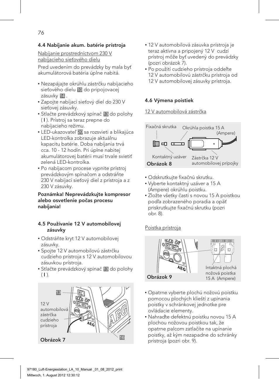 AEG AIR AND POWER STATION LA 10 User Manual | Page 76 / 80