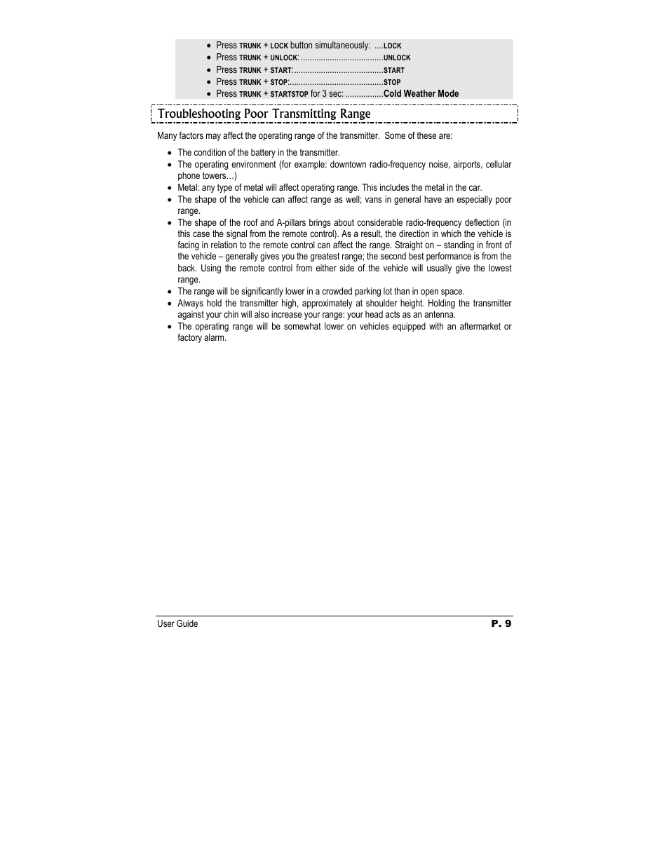 Troubleshooting poor transmitting range | Autostart AS-1725iSH User Manual | Page 9 / 10