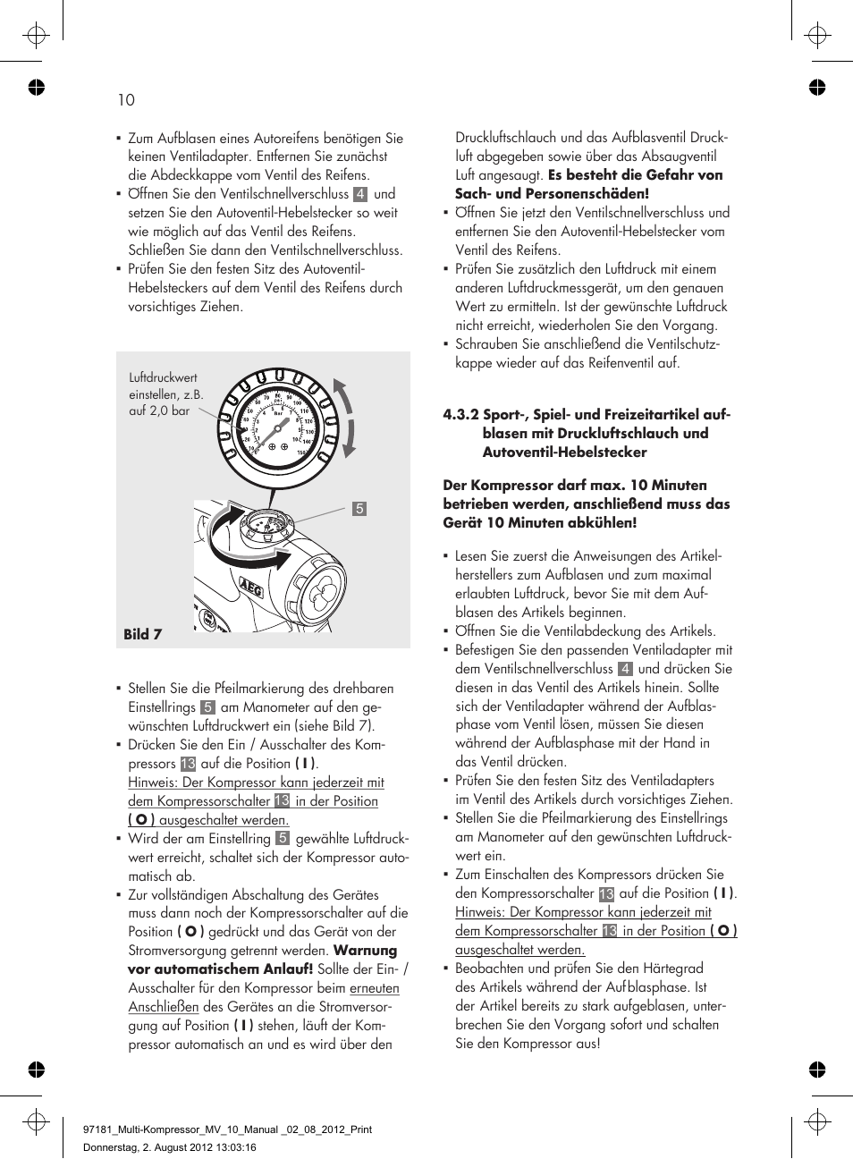 AEG MULTI-COMPRESSOR MV 10 User Manual | Page 10 / 86
