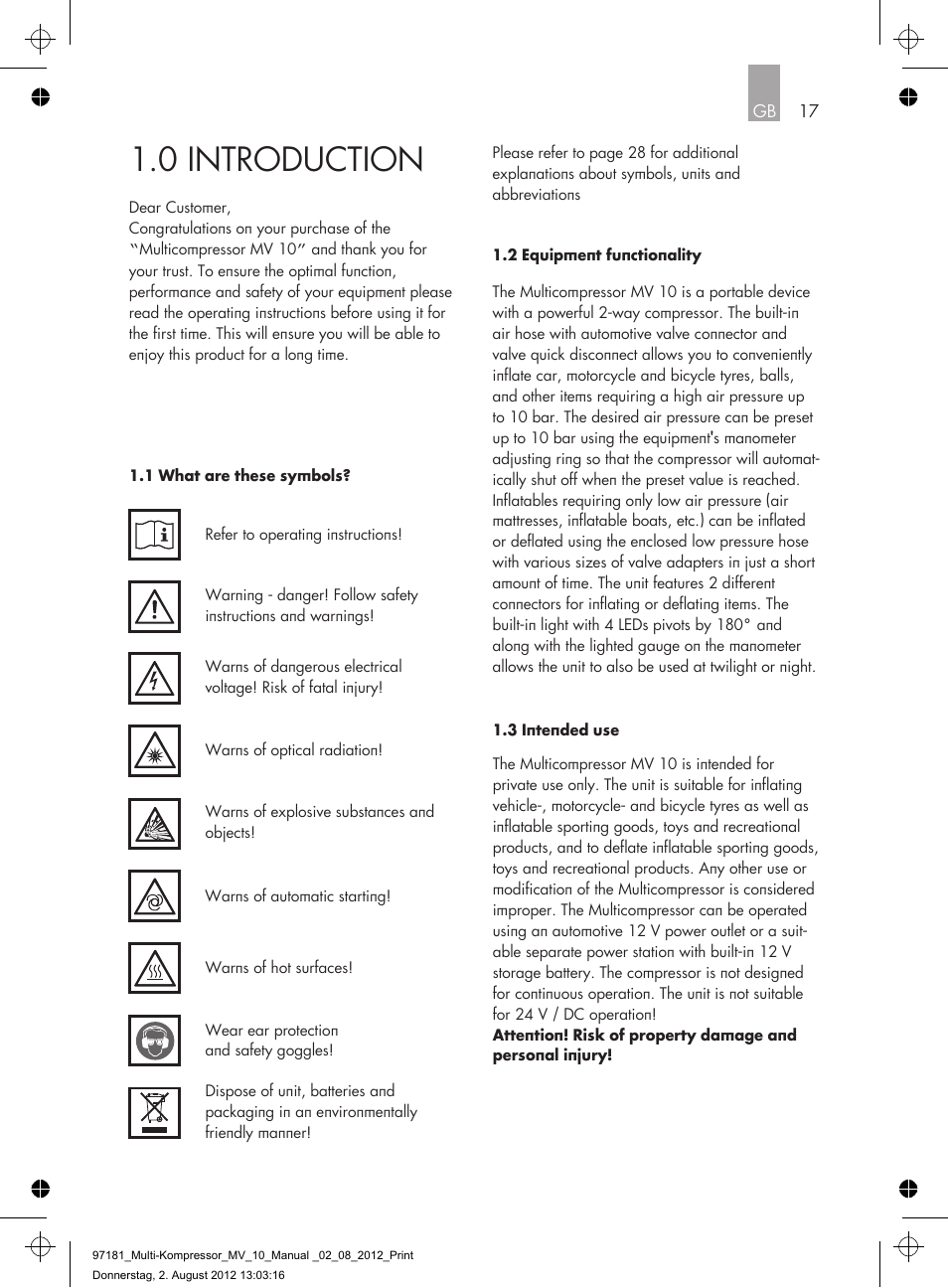 0 introduction | AEG MULTI-COMPRESSOR MV 10 User Manual | Page 17 / 86