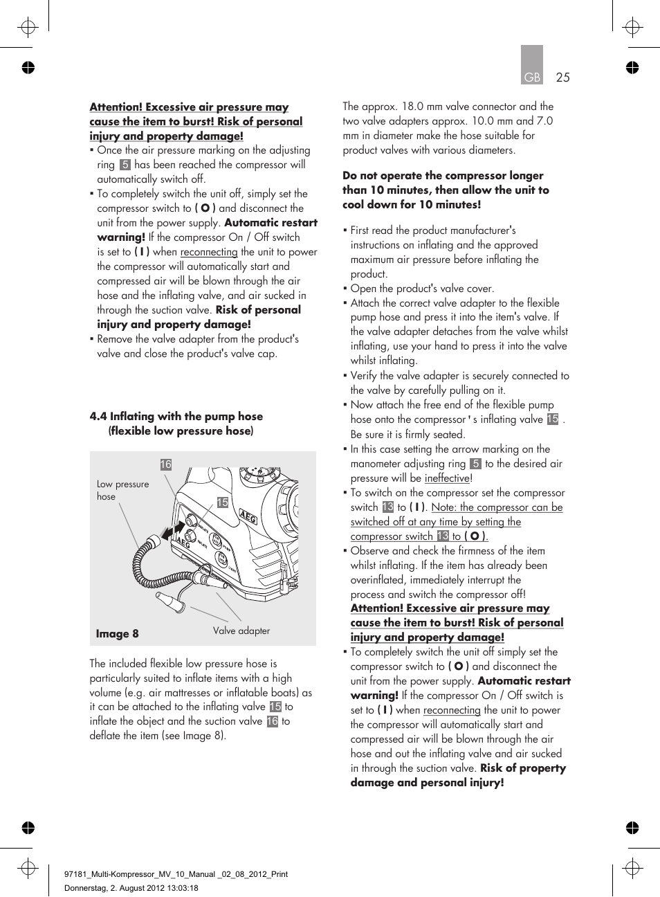 AEG MULTI-COMPRESSOR MV 10 User Manual | Page 25 / 86