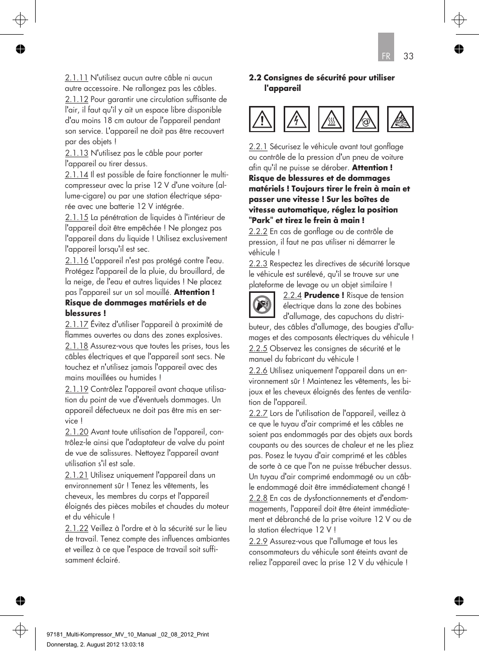 AEG MULTI-COMPRESSOR MV 10 User Manual | Page 33 / 86