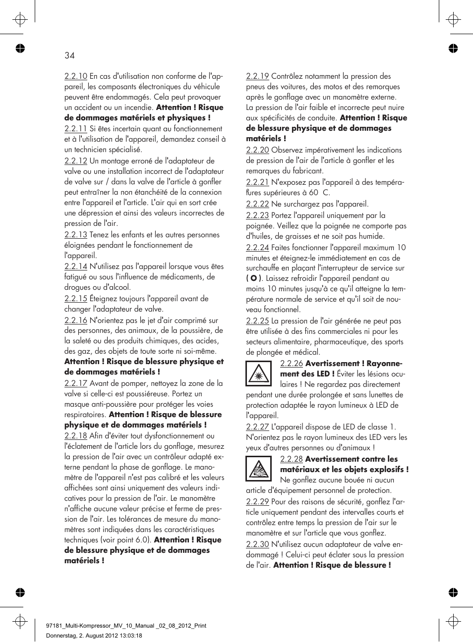AEG MULTI-COMPRESSOR MV 10 User Manual | Page 34 / 86