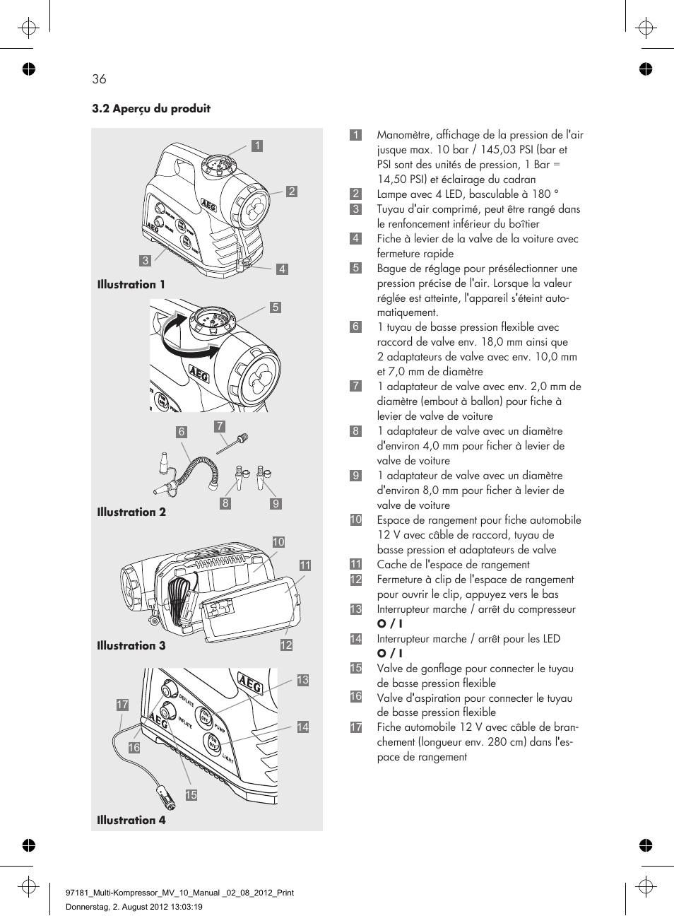 AEG MULTI-COMPRESSOR MV 10 User Manual | Page 36 / 86