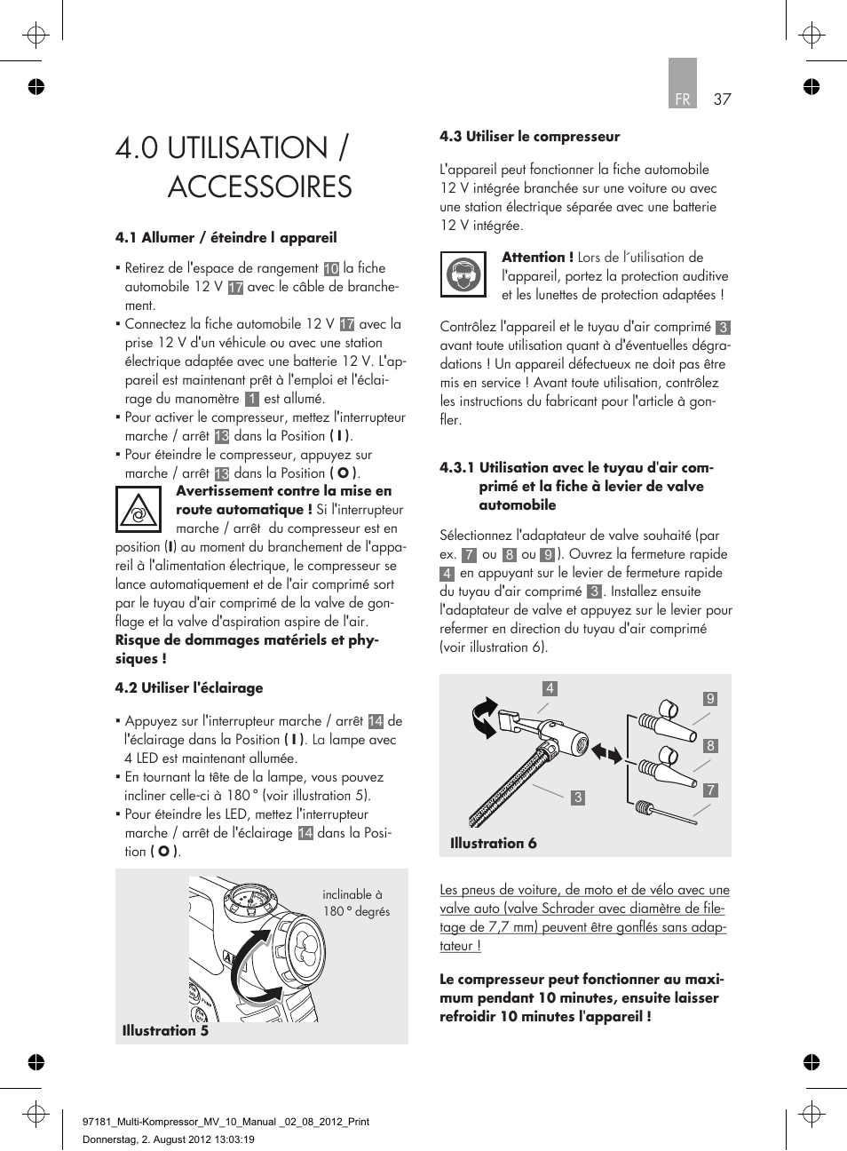 0 utilisation / accessoires | AEG MULTI-COMPRESSOR MV 10 User Manual | Page 37 / 86