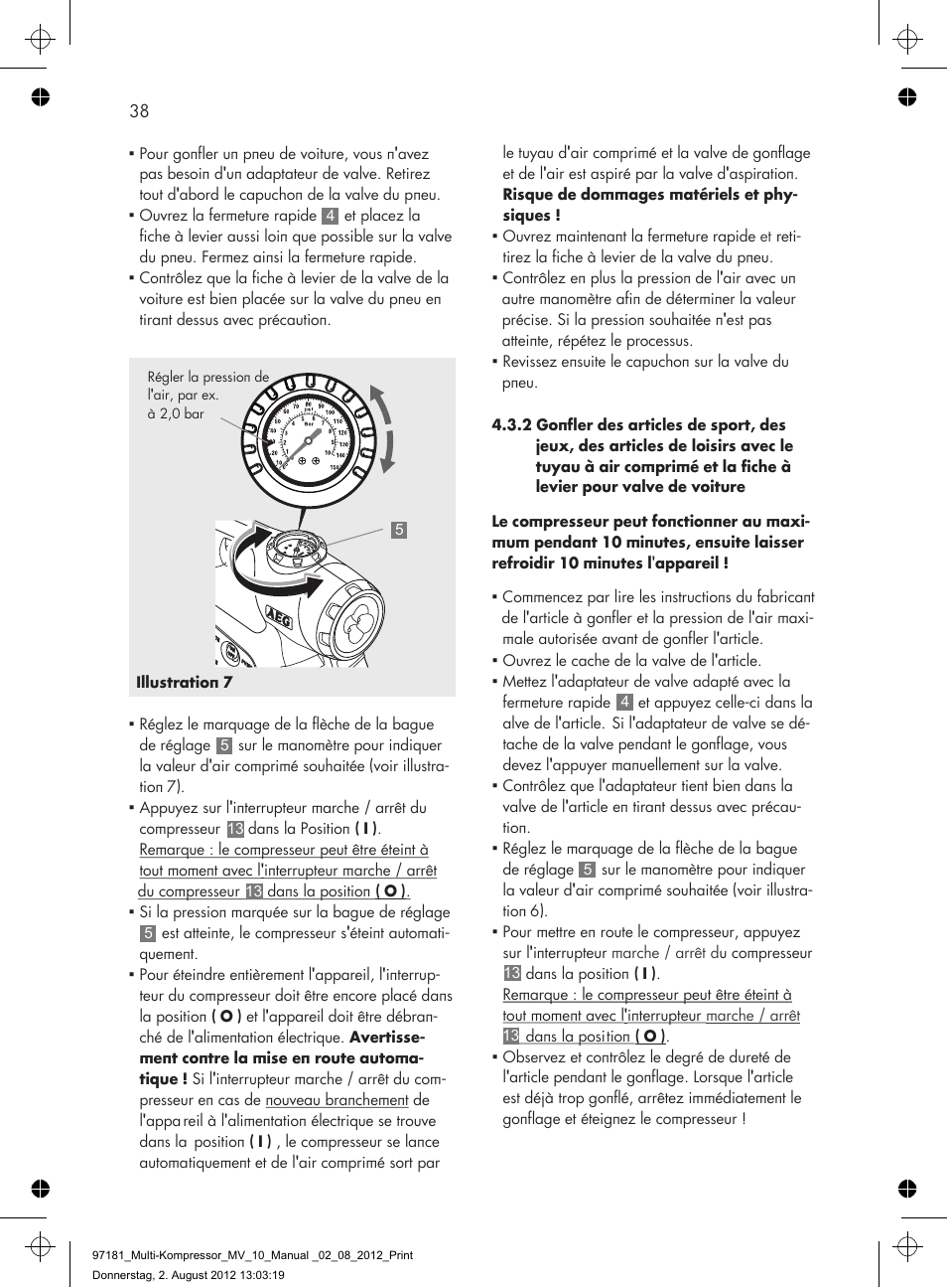 AEG MULTI-COMPRESSOR MV 10 User Manual | Page 38 / 86