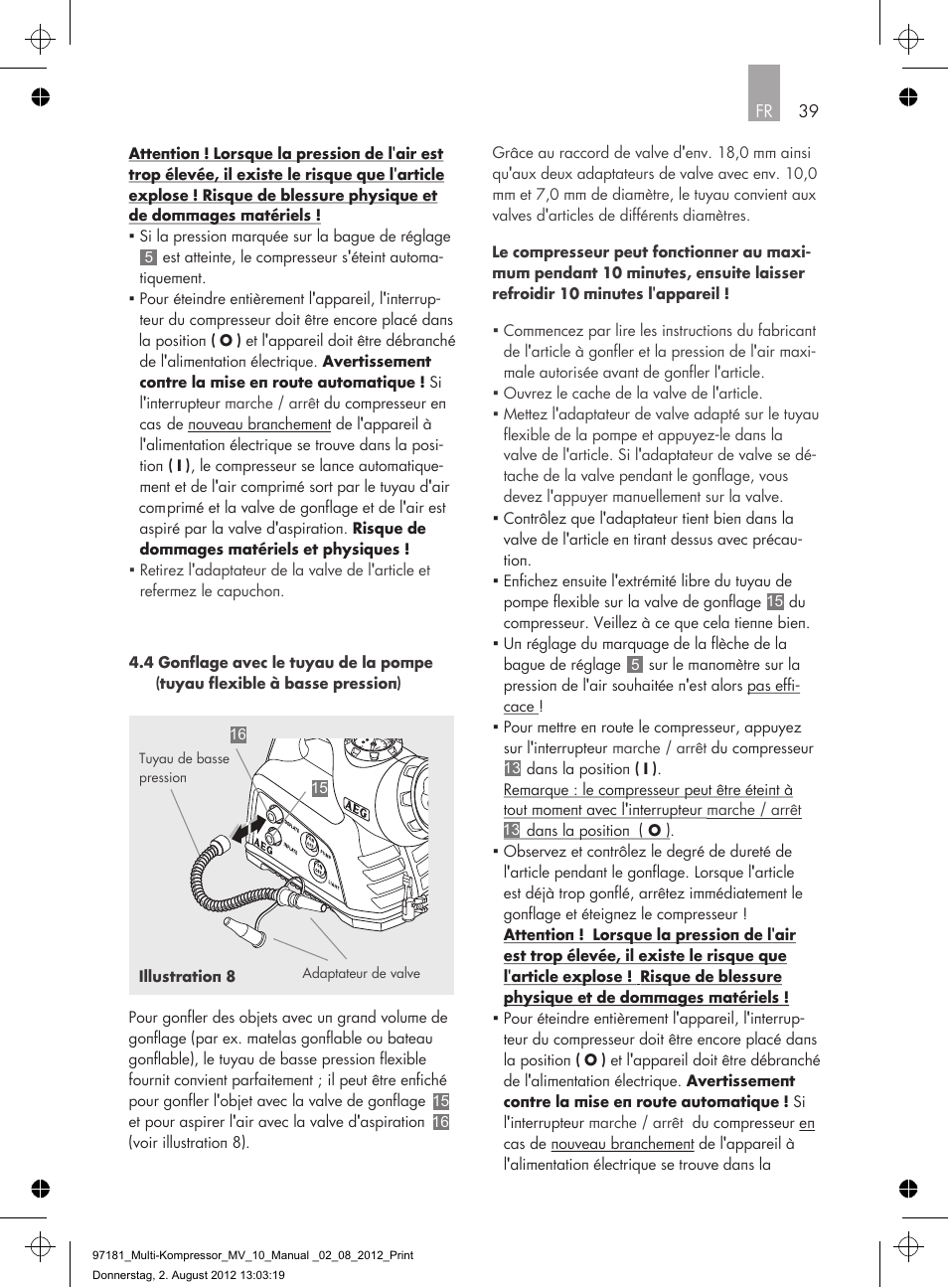 AEG MULTI-COMPRESSOR MV 10 User Manual | Page 39 / 86