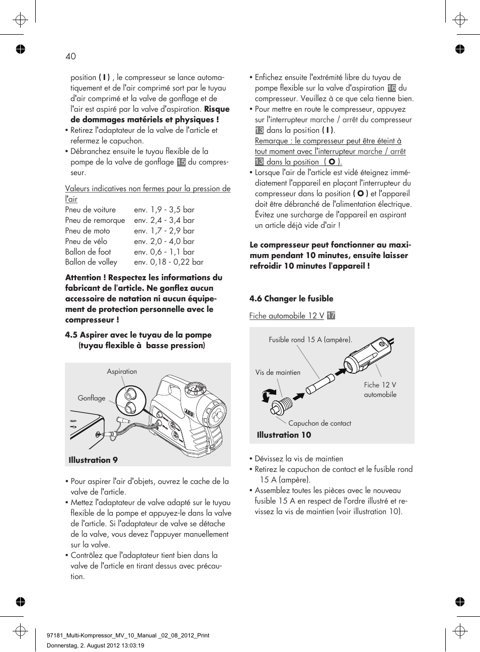 AEG MULTI-COMPRESSOR MV 10 User Manual | Page 40 / 86