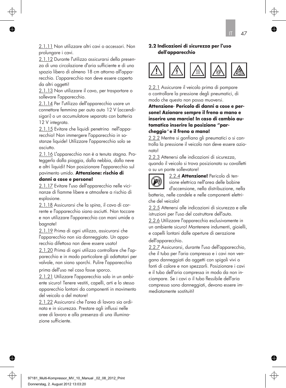 AEG MULTI-COMPRESSOR MV 10 User Manual | Page 47 / 86