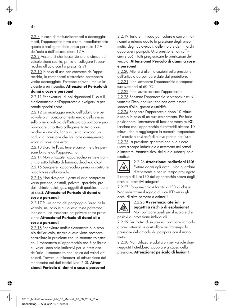 AEG MULTI-COMPRESSOR MV 10 User Manual | Page 48 / 86