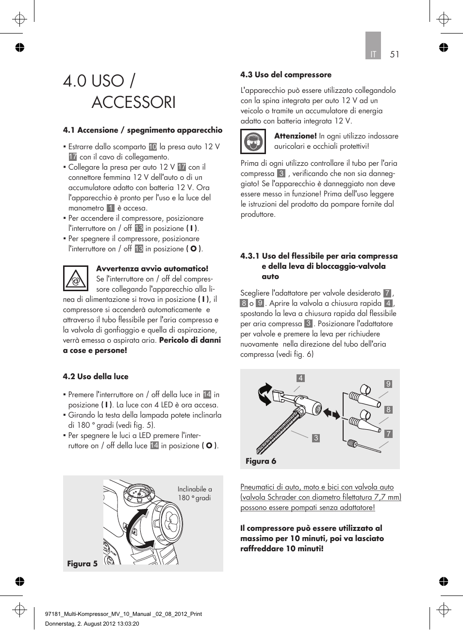 0 uso / accessori | AEG MULTI-COMPRESSOR MV 10 User Manual | Page 51 / 86
