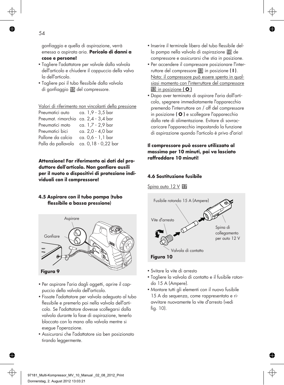 AEG MULTI-COMPRESSOR MV 10 User Manual | Page 54 / 86