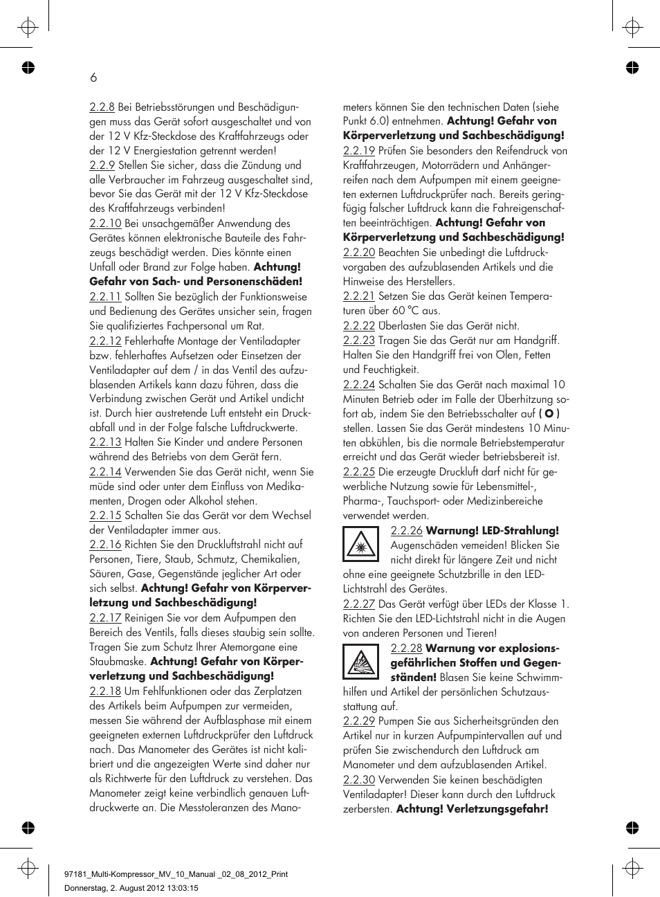 AEG MULTI-COMPRESSOR MV 10 User Manual | Page 6 / 86