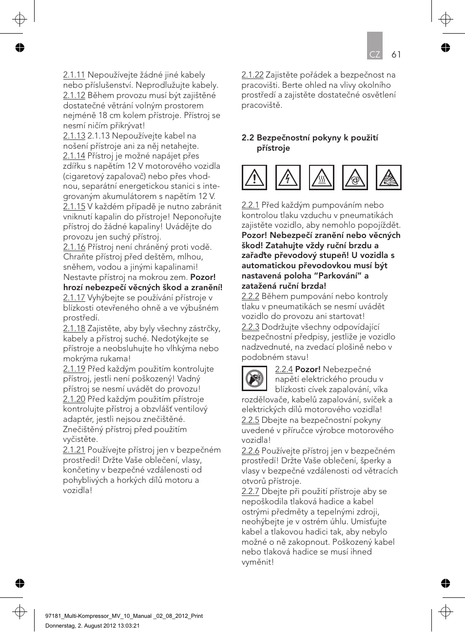AEG MULTI-COMPRESSOR MV 10 User Manual | Page 61 / 86