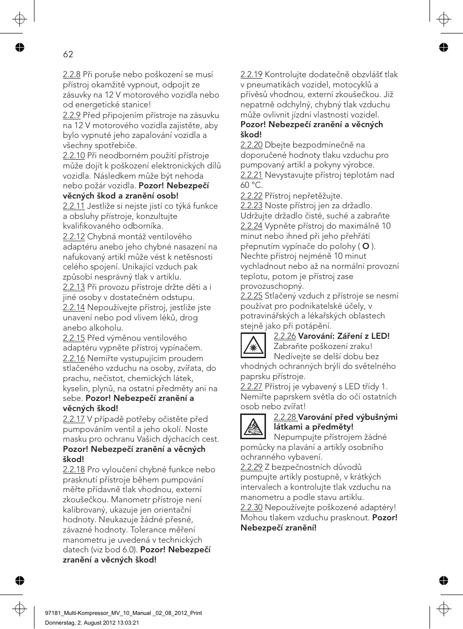 AEG MULTI-COMPRESSOR MV 10 User Manual | Page 62 / 86