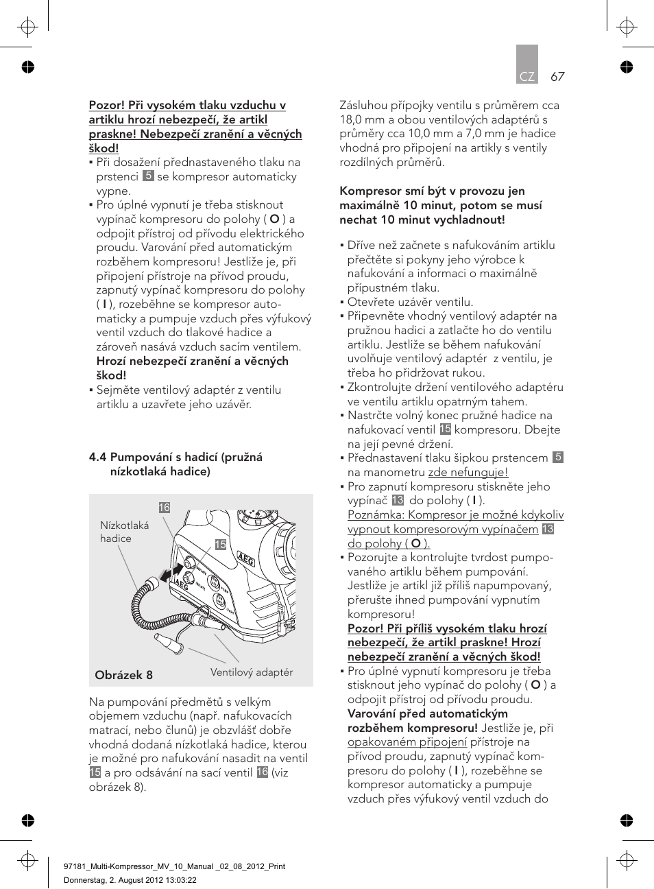 AEG MULTI-COMPRESSOR MV 10 User Manual | Page 67 / 86