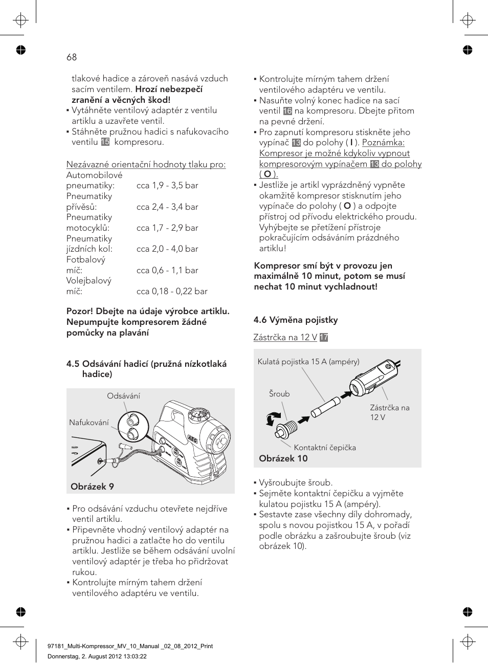 AEG MULTI-COMPRESSOR MV 10 User Manual | Page 68 / 86